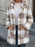 Women's Button-Up Plush Teddy Fleece Jacket
