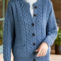 Women's Cable Knit Button Cardigan – Soft Crew Neck Long Sleeve Sweater for Casual Fall & Winter Wear