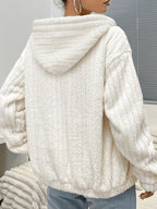 Women's Hooded Teddy Fleece Jacket – Soft Zip-Up Plush Cardigan with Pockets for Fall & Winter Casual Wear
