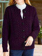 Women's Cable Knit Button Cardigan – Soft Crew Neck Long Sleeve Sweater for Casual Fall & Winter Wear
