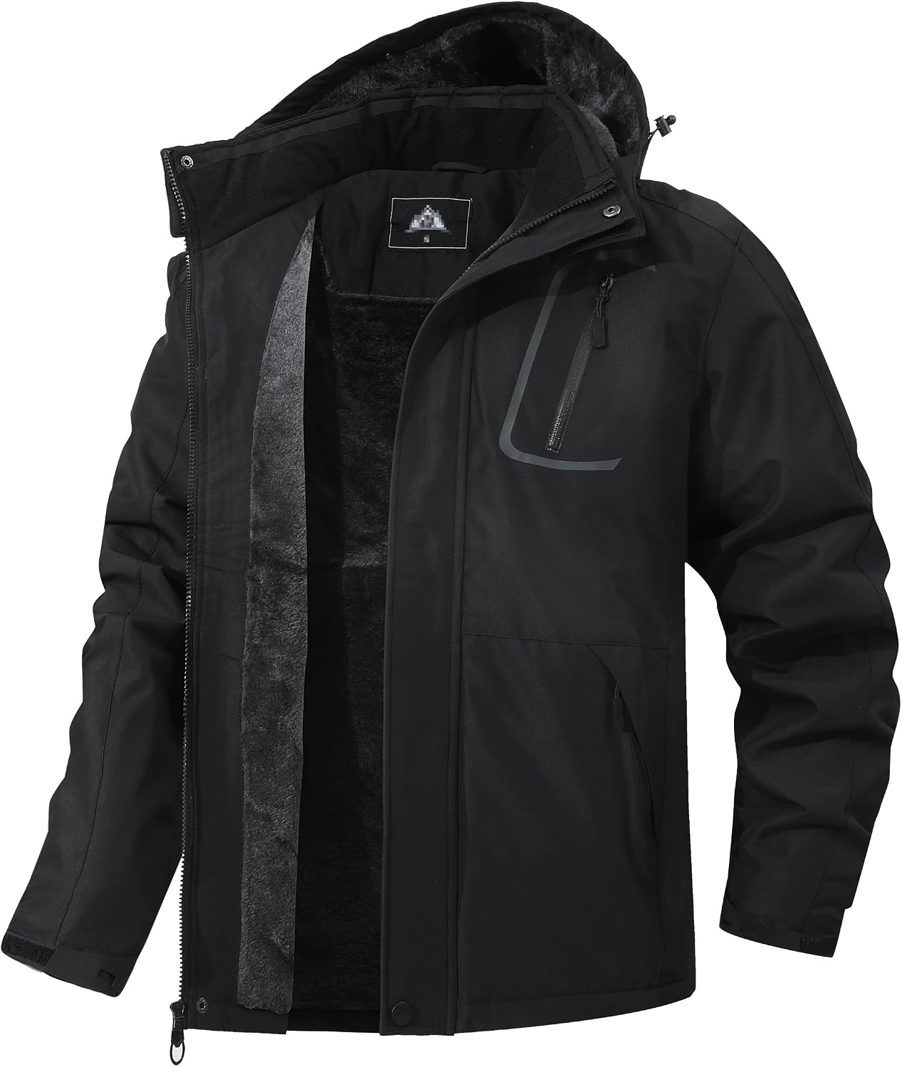 Men's Windproof Fleece-Lined Hooded Mountain Ski Jacket for Hiking, Snowboarding, and Outdoor Activities