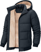 Men's Winter Sherpa-Lined Hooded Puffer Jacket