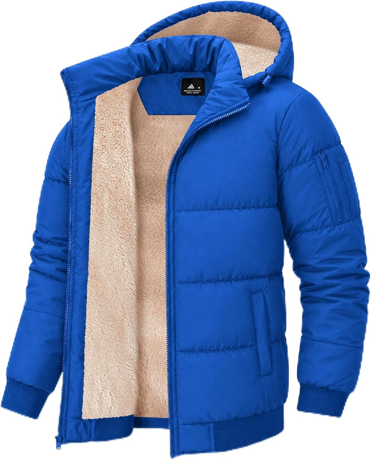 Men's Winter Sherpa-Lined Hooded Puffer Jacket