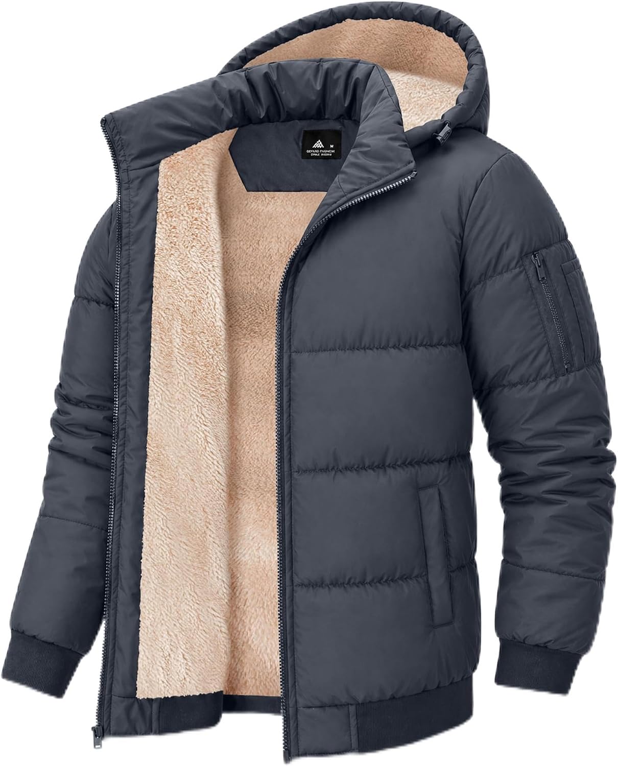Men's Winter Sherpa-Lined Hooded Puffer Jacket