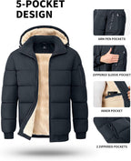 Men's Winter Sherpa-Lined Hooded Puffer Jacket