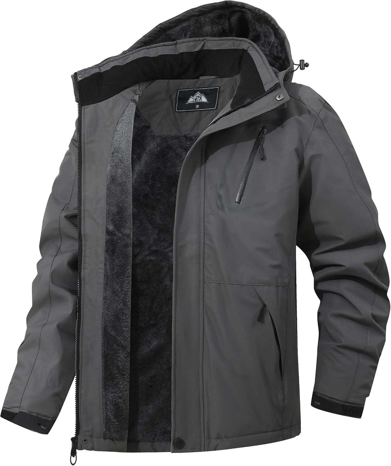 Men's Windproof Fleece-Lined Hooded Mountain Ski Jacket for Hiking, Snowboarding, and Outdoor Activities