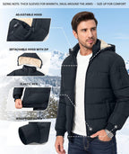 Men's Winter Sherpa-Lined Hooded Puffer Jacket
