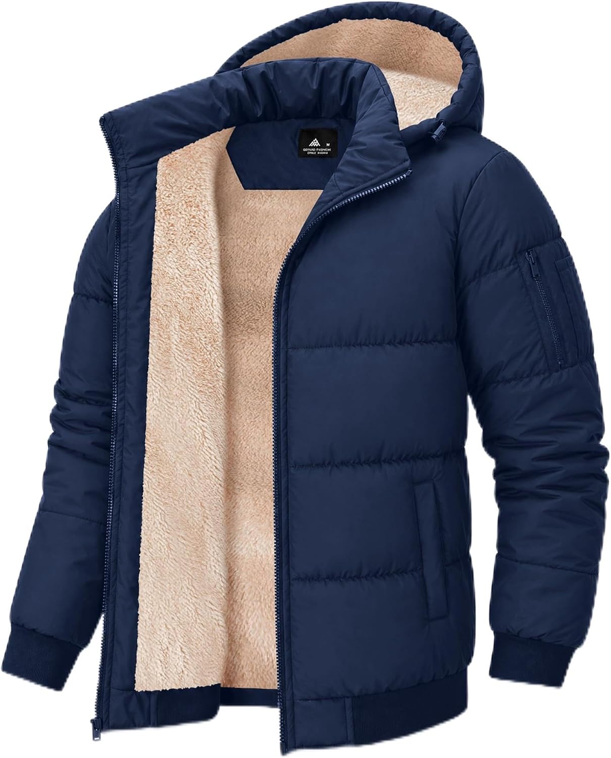 Men's Winter Sherpa-Lined Hooded Puffer Jacket