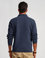 Men's Long Sleeve Textured Pullover with Quarter Zip Knit Sweater