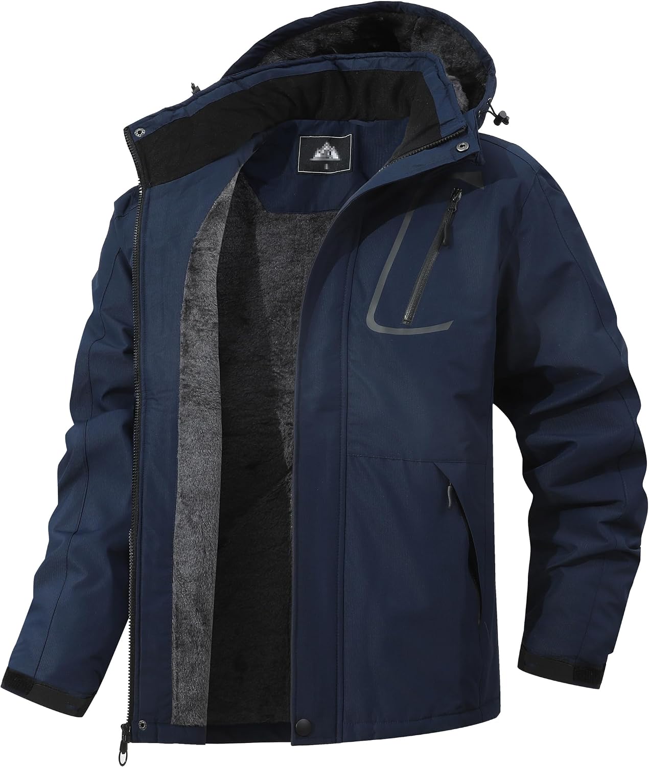 Men's Windproof Fleece-Lined Hooded Mountain Ski Jacket for Hiking, Snowboarding, and Outdoor Activities
