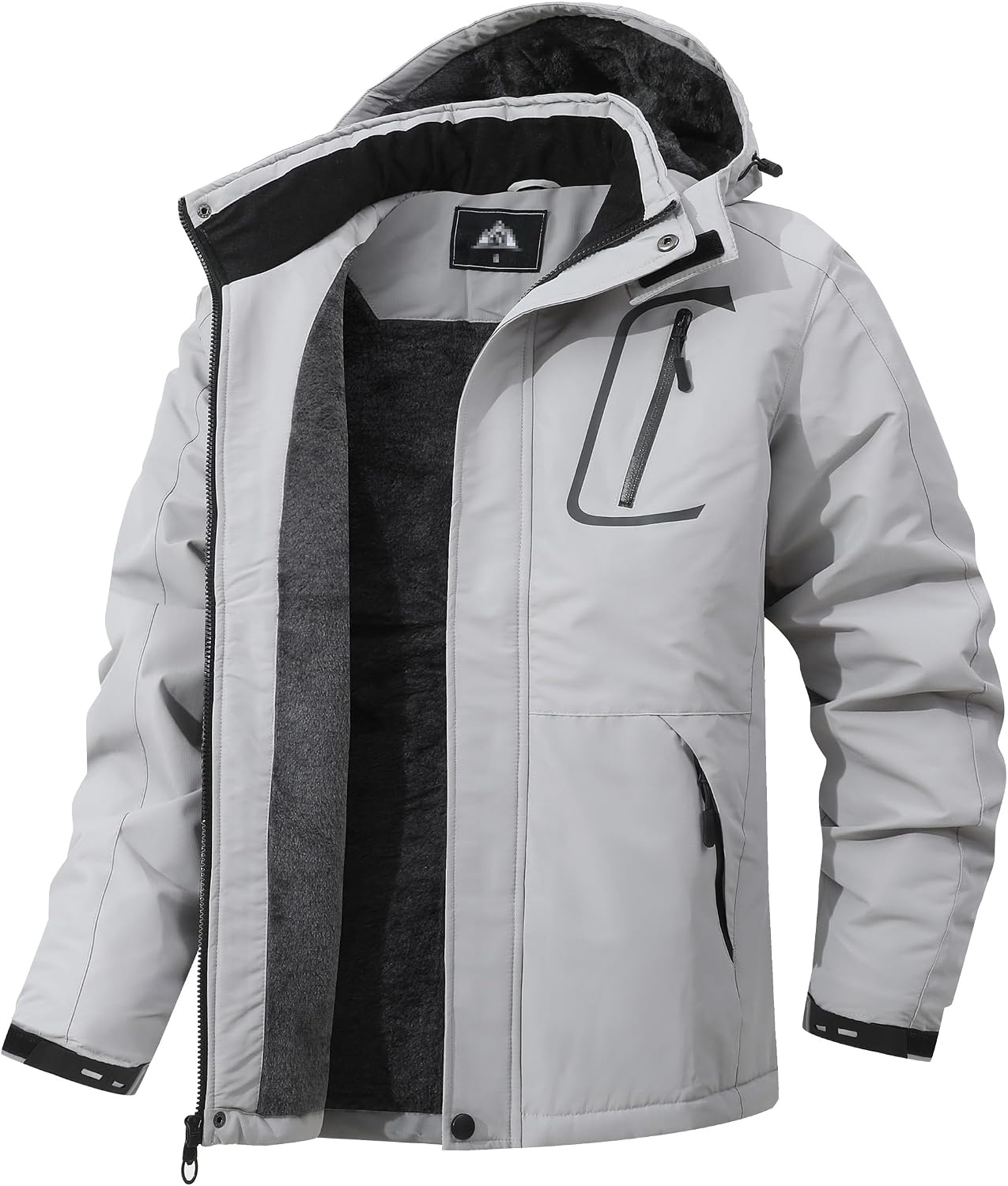 Men's Windproof Fleece-Lined Hooded Mountain Ski Jacket for Hiking, Snowboarding, and Outdoor Activities