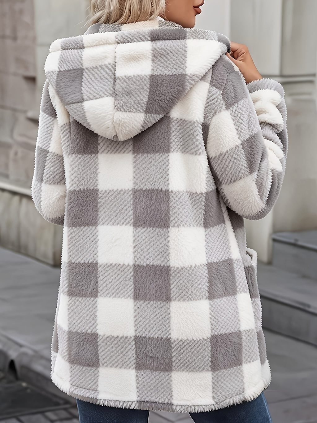 Women's Button-Up Plush Teddy Fleece Jacket