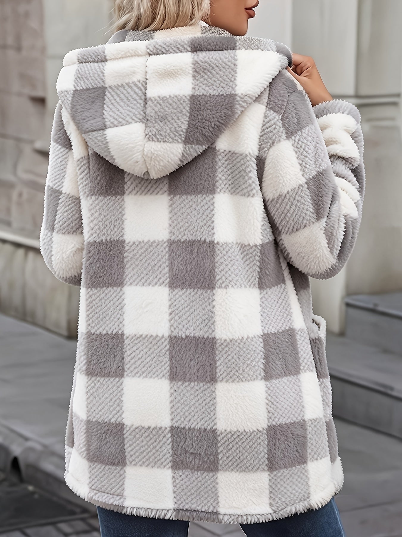 Women's Button-Up Plush Teddy Fleece Jacket