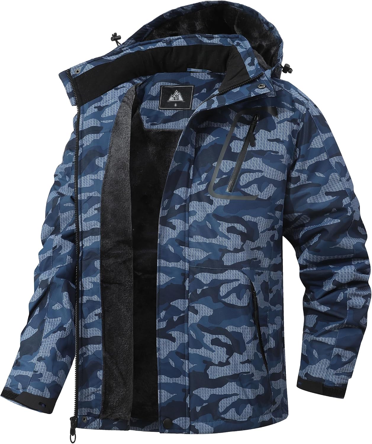 Men's Windproof Fleece-Lined Hooded Mountain Ski Jacket for Hiking, Snowboarding, and Outdoor Activities