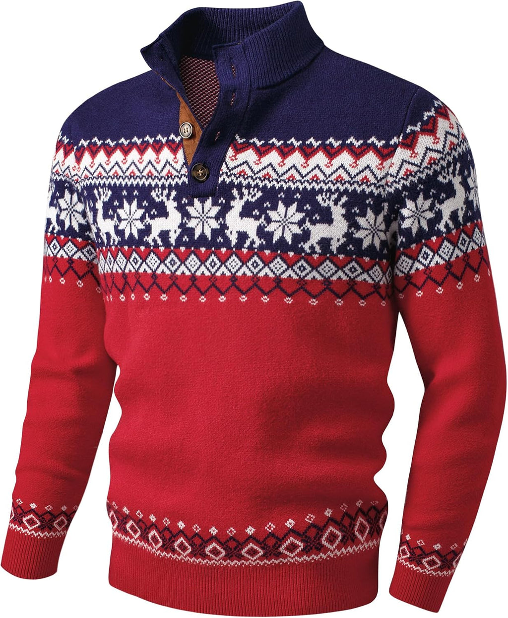 Men's Long Sleeve Warm Pullover with Stand Collar