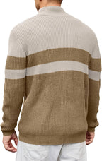 Men's Ribbed Knit Pullover with a Mock Neck and Quarter Zip Color
