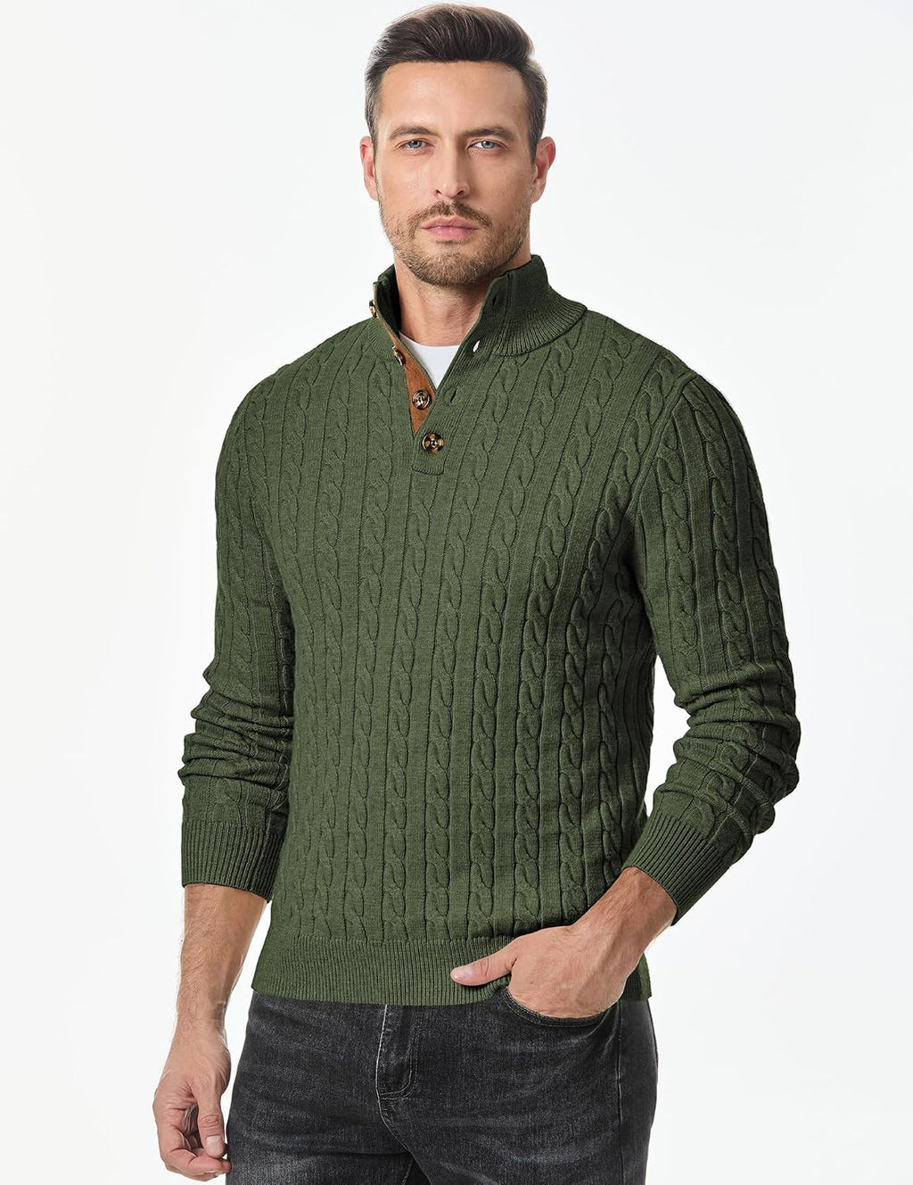 Men's Long Sleeve Warm Pullover with Stand Collar