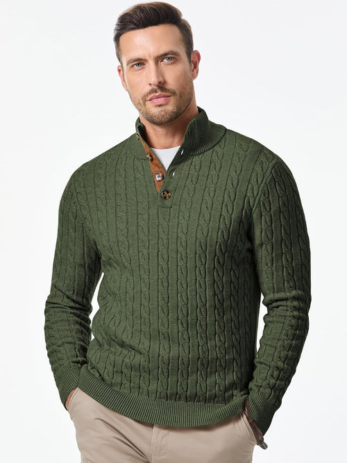 Men's Long Sleeve Warm Pullover with Stand Collar