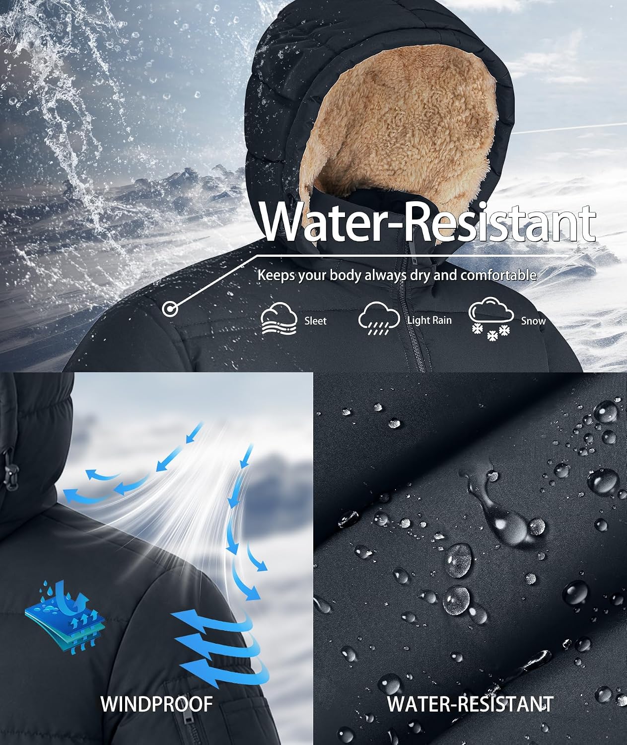 Men's Winter Sherpa-Lined Hooded Puffer Jacket