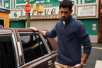Men's Long Sleeve Textured Pullover with Quarter Zip Knit Sweater