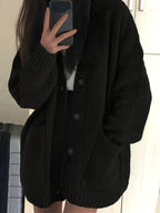 Women's Oversized V-Neck Knit Cardigan – Button Front Soft Sweater for Casual Fall & Winter Layering