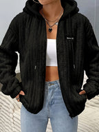 Women's Hooded Teddy Fleece Jacket – Soft Zip-Up Plush Cardigan with Pockets for Fall & Winter Casual Wear