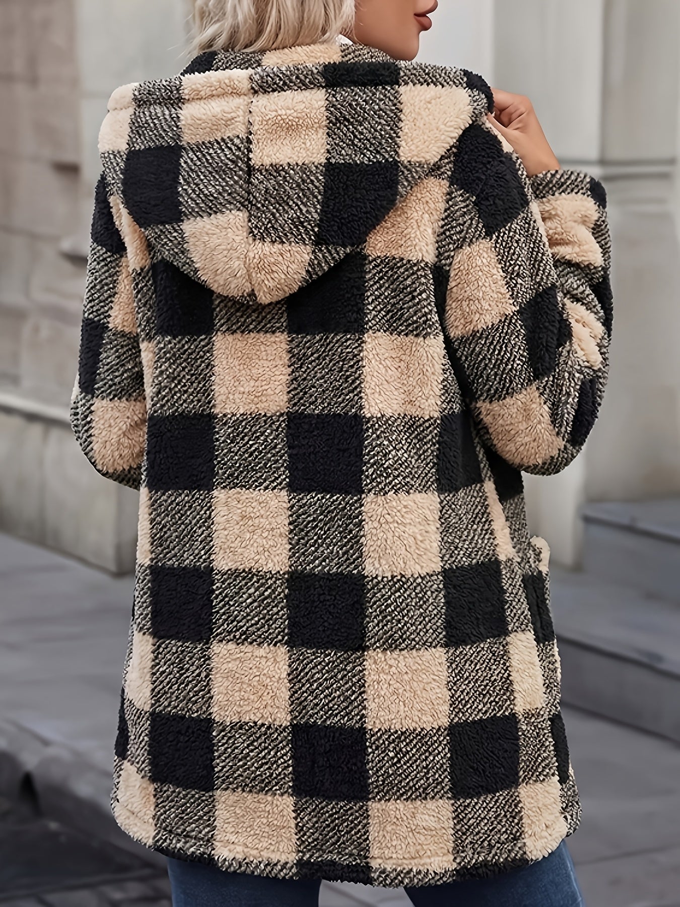 Women's Button-Up Plush Teddy Fleece Jacket