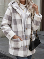 Women's Button-Up Plush Teddy Fleece Jacket