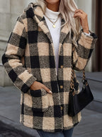 Women's Button-Up Plush Teddy Fleece Jacket