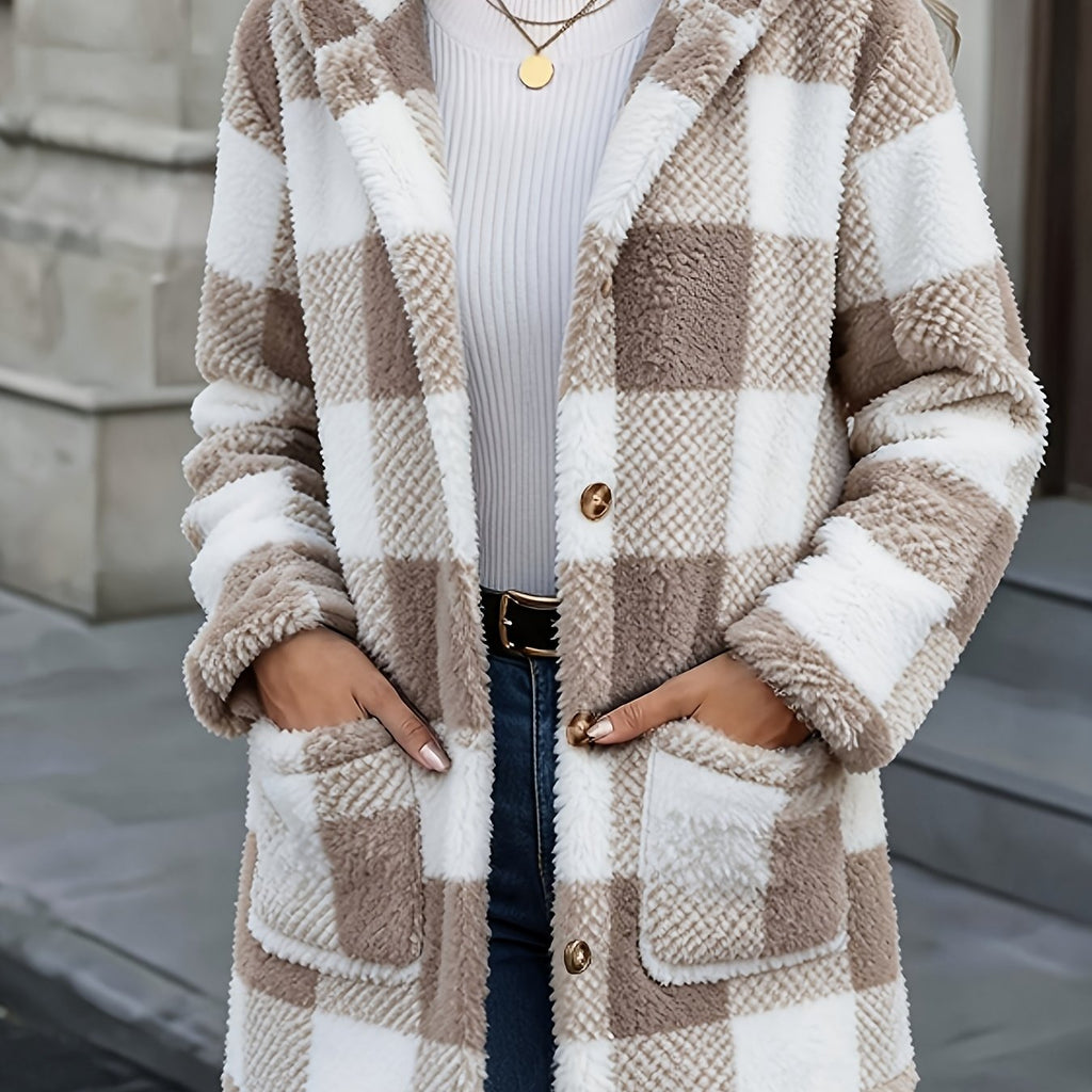 Women's Button-Up Plush Teddy Fleece Jacket