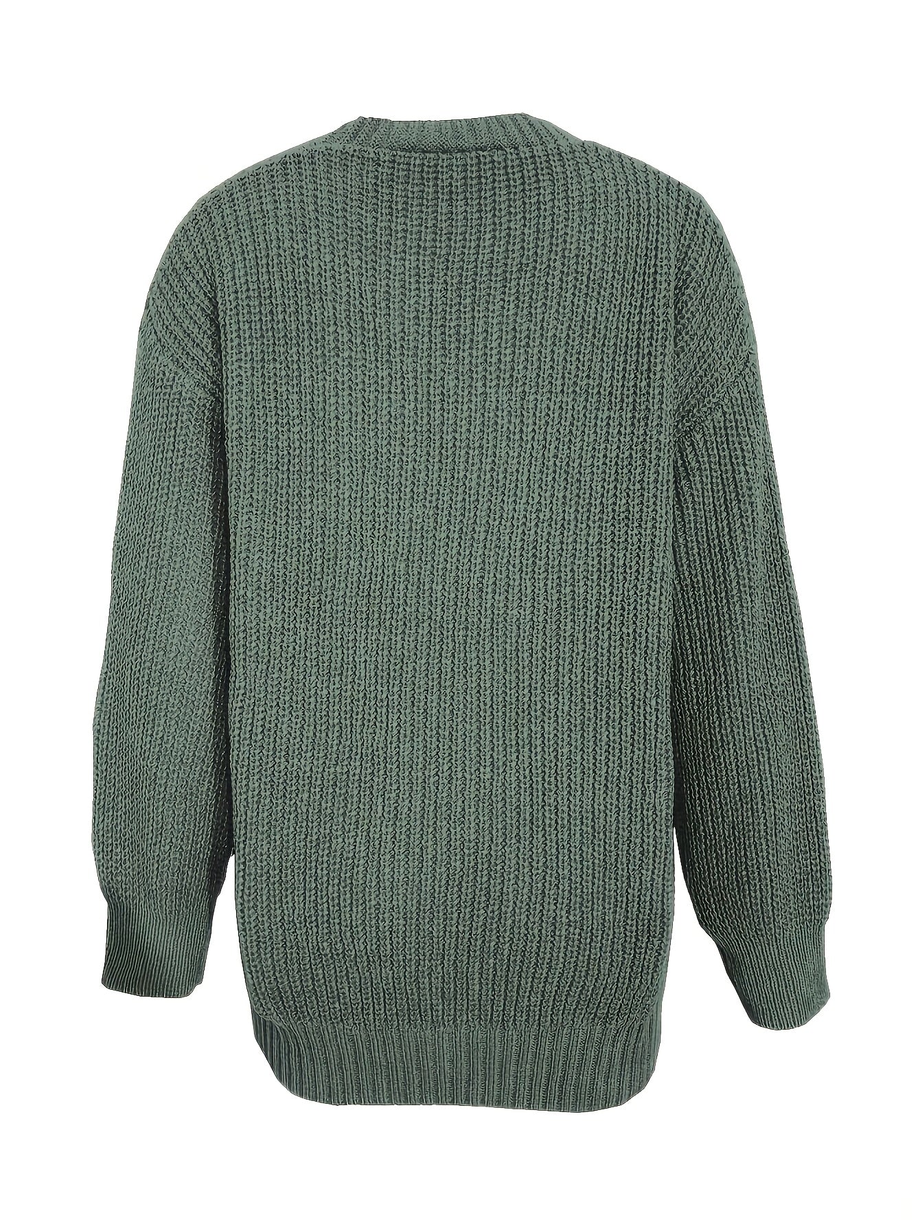 Women's Oversized V-Neck Knit Cardigan – Button Front Soft Sweater for Casual Fall & Winter Layering