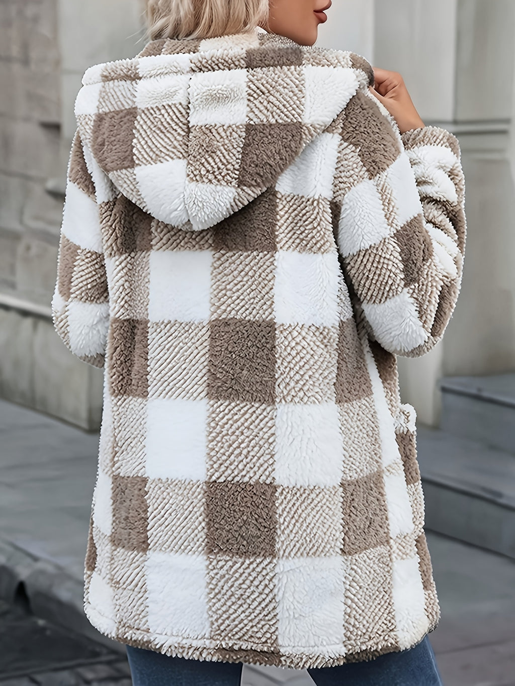 Women's Button-Up Plush Teddy Fleece Jacket