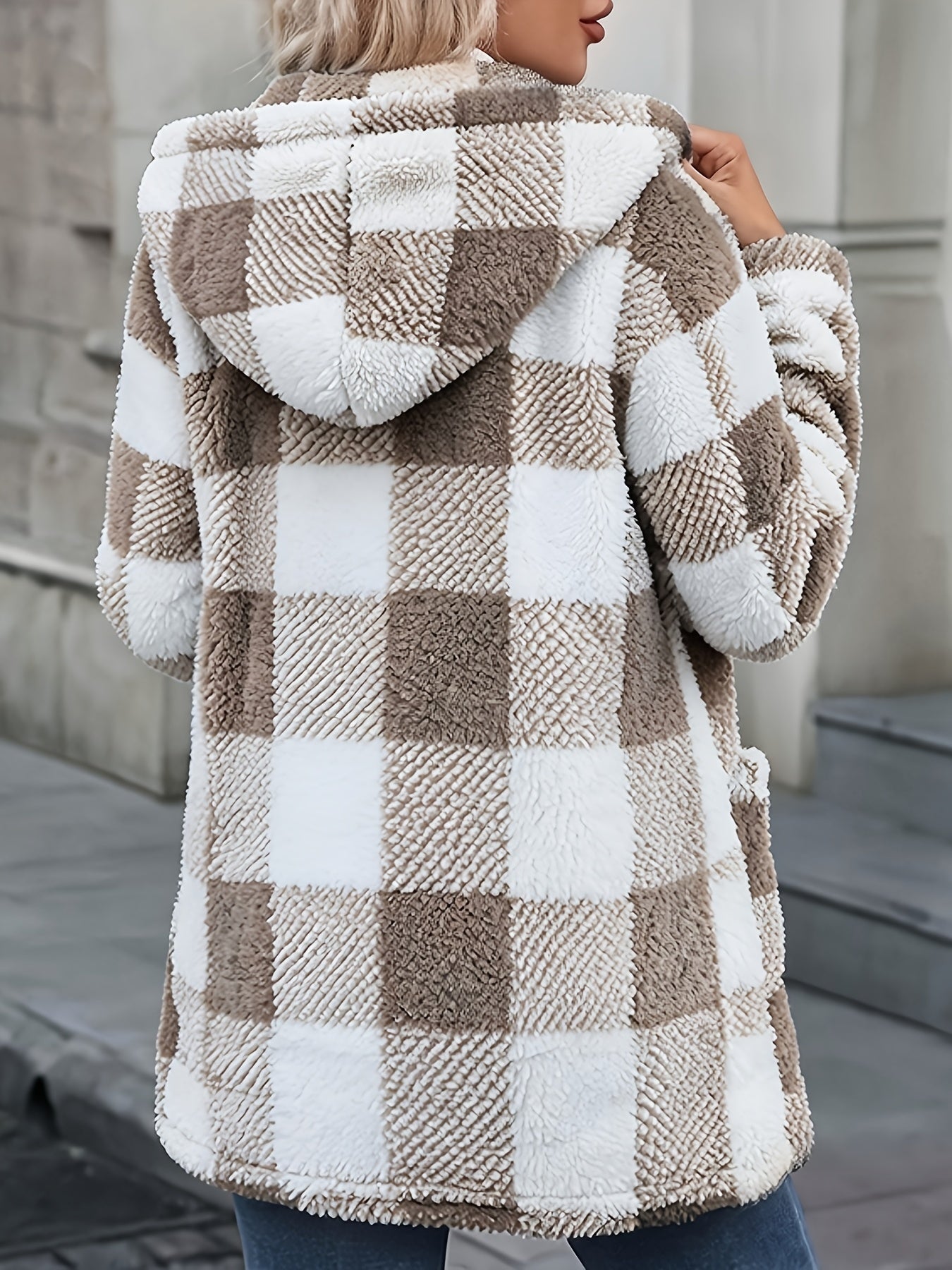Women's Button-Up Plush Teddy Fleece Jacket