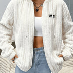 Women's Hooded Teddy Fleece Jacket – Soft Zip-Up Plush Cardigan with Pockets for Fall & Winter Casual Wear