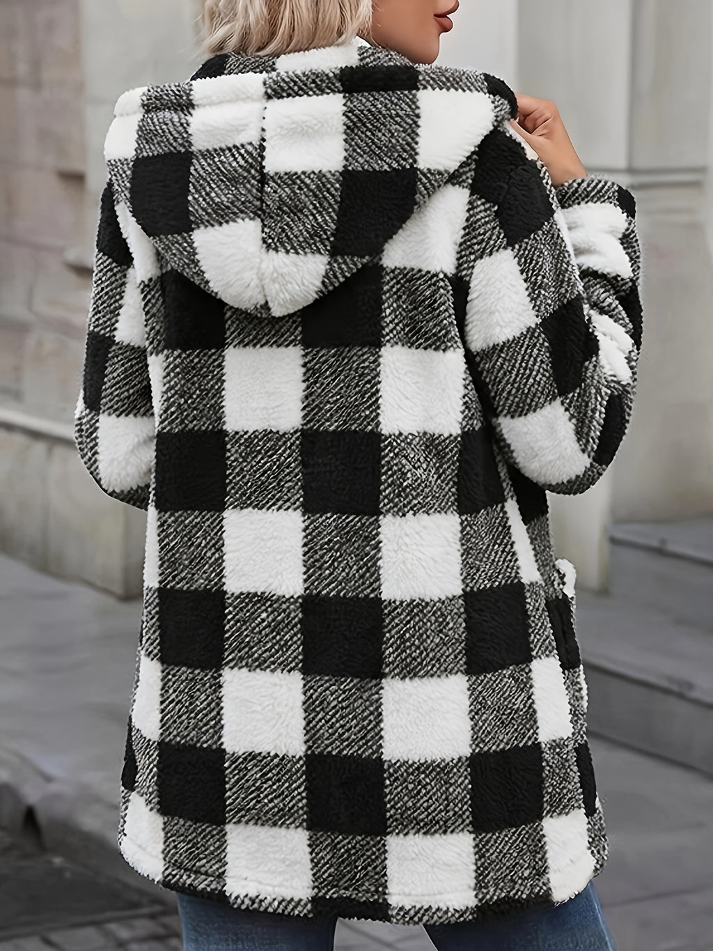 Women's Button-Up Plush Teddy Fleece Jacket